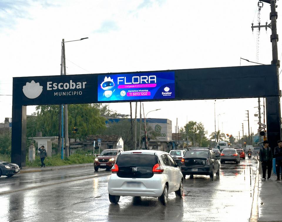 Digital en Escobar - Pórtico LED Ruta 26 (Maquinista Savio, conecta Escobar con Pilar)